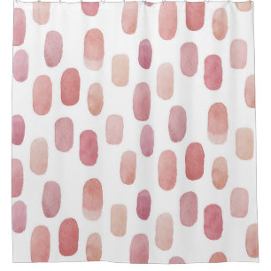 Rideaux De Douche Aquarelle rose brosse trait. Motif mignon moderne