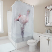 Rideaux De Douche Aquarelle rose de Flamant rose (En situation)