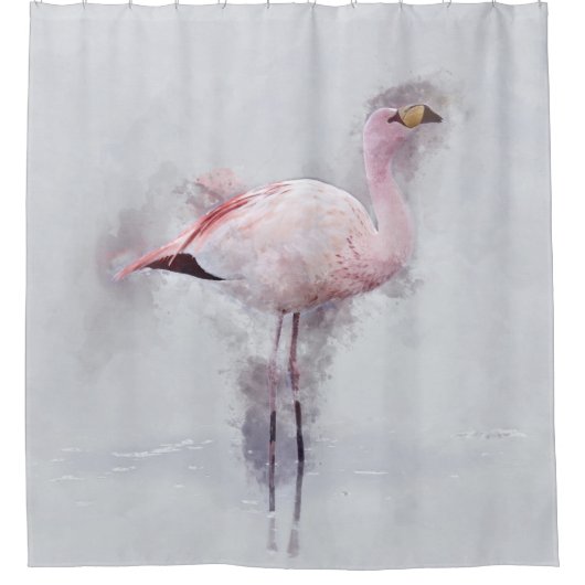 Rideaux De Douche Aquarelle rose de Flamant rose (Devant)