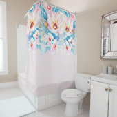 Rideaux De Douche Aquarelle rose et bleu (En situation)