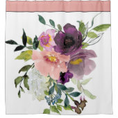 Rideaux De Douche Aquarelle rose et violet (Devant)