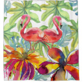 Rideaux De Douche Aquarelle rose Flamant rose tropical (Devant)