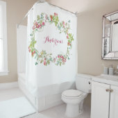 Rideaux De Douche Aquarelle rose fraise (En situation)