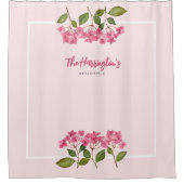 Rideaux De Douche Aquarelle rose Hydrangée Lacecaps Illustration (Devant)