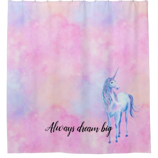 Rideaux De Douche Aquarelle rose Purple Unicorne (Devant)