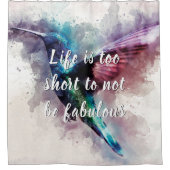 Rideaux De Douche Aquarelle rose, turquoise et violette Colibri (Devant)