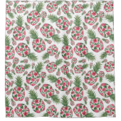 Rideaux De Douche Aquarelle rose vert Motif d'ananas Floral (Devant)