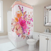 Rideaux De Douche Aquarelle rose vif (En situation)