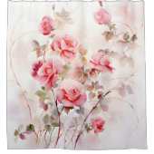 Rideaux De Douche Aquarelle Rose Vine Élégance (Devant)