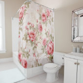 Rideaux De Douche Aquarelle Rose Vine Élégance (En situation)