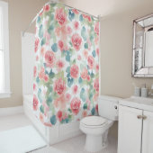 Rideaux De Douche Aquarelle Roses roses (En situation)
