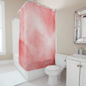 Rideaux De Douche Aquarelle rouge et blanche Abstraite (En situation)