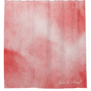 Rideaux De Douche Aquarelle rouge et blanche Abstraite