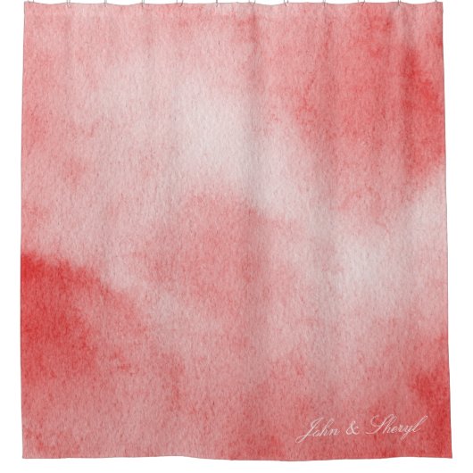 Rideaux De Douche Aquarelle rouge et blanche Abstraite (Devant)