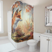 Rideaux De Douche Aquarelle Rouge Renard Automne Couleur automne Nat (En situation)