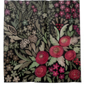 Rideaux De Douche Aquarelle rouge roses fleurs petit floral vert le (Devant)