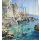 Rideaux De Douche Aquarelle Ruines côtières grecques antiques (Devant)