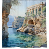 Rideaux De Douche Aquarelle Ruines côtières grecques antiques (Devant)