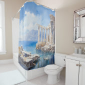 Rideaux De Douche Aquarelle Ruines côtières grecques antiques (En situation)