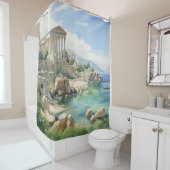 Rideaux De Douche Aquarelle Ruines côtières grecques antiques (En situation)