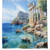 Rideaux De Douche Aquarelle Ruines côtières grecques antiques (Devant)