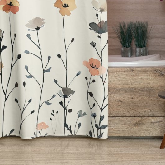 Rideaux De Douche Aquarelle Rustique Fleur sauvage Floral Élégant