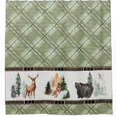 Rideaux De Douche Aquarelle Rustique Plaid Bois Cabine animal (Devant)