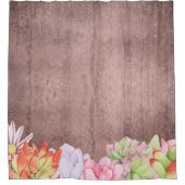 Rideaux De Douche Aquarelle rustique Succulents (Devant)