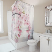 Rideaux De Douche Aquarelle Sakura Sérénité (En situation)