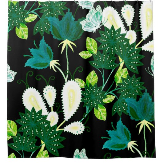 Rideaux De Douche Aquarelle sans couture motif avec fleurs d'imagina (Devant)