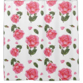 Rideaux De Douche Aquarelle Shabby Chic Rose Roses Motif Floral (Devant)