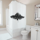 Rideaux De Douche Aquarelle Skyline de Chicago noir et blanc (En situation)