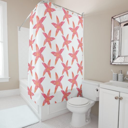 Rideaux De Douche Aquarelle Starfish Motif (En situation)