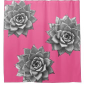 Rideaux De Douche Aquarelle Succulente Gris sur rose chaud (Devant)
