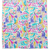 Rideaux De Douche Aquarelle Toucans, Maccaws + Hummingbirds Jungle (Devant)