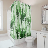 Rideaux De Douche Aquarelle transparente motif avec pins verts (En situation)