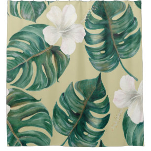 Rideaux De Douche Aquarelle transparente motif tropical avec p exoti