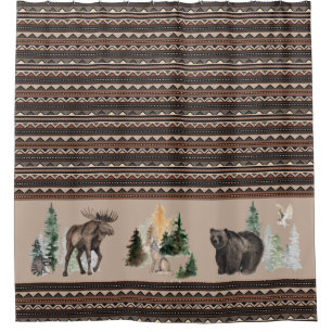 Rideaux De Douche Aquarelle Tribale Brown Forêt forestière