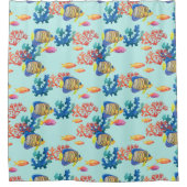 Rideaux De Douche Aquarelle Tropical Poisson & Bain Coral (Devant)