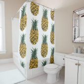 Rideaux De Douche Aquarelle tropicale ananas Motif sans couture (En situation)