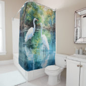 Rideaux De Douche Aquarelle tropicale Floride Paysage (En situation)