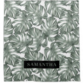 Rideaux De Douche Aquarelle tropicale Oasis moderne Feuille Motif (Devant)