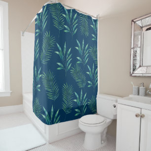 Rideaux De Douche Aquarelle tropicale Palm Feuilles
