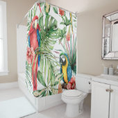 Rideaux De Douche Aquarelle tropicale sans coutures motif avec perro (En situation)