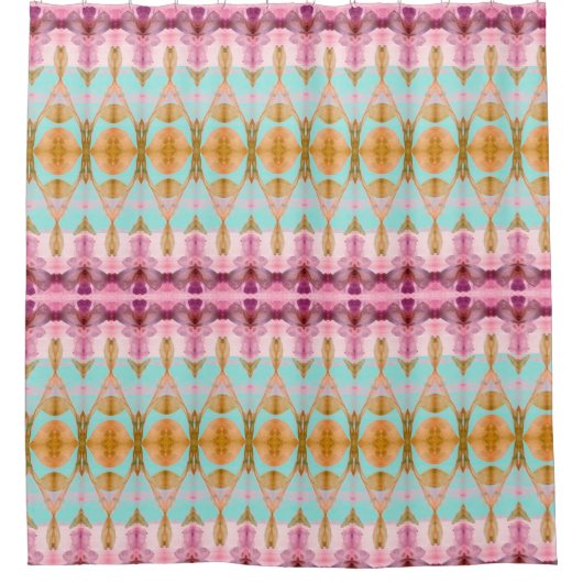 Rideaux De Douche Aquarelle turquoise et rose (Devant)