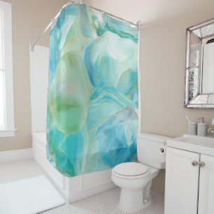 Rideaux De Douche Aquarelle Turquoise Gemstone Aqua Blue