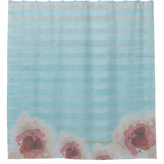 Rideaux De Douche Aquarelle unique Floral & Striped Bohemian Print (Devant)