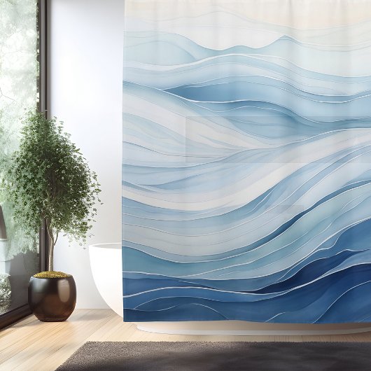 Rideaux De Douche Aquarelle Vagues minimalistes