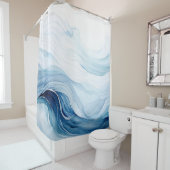 Rideaux De Douche Aquarelle Vagues minimalistes (En situation)