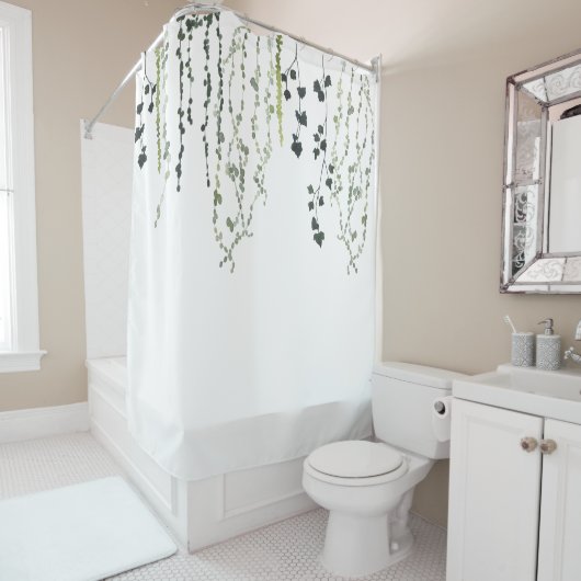 Rideaux De Douche aquarelle verdure (En situation)